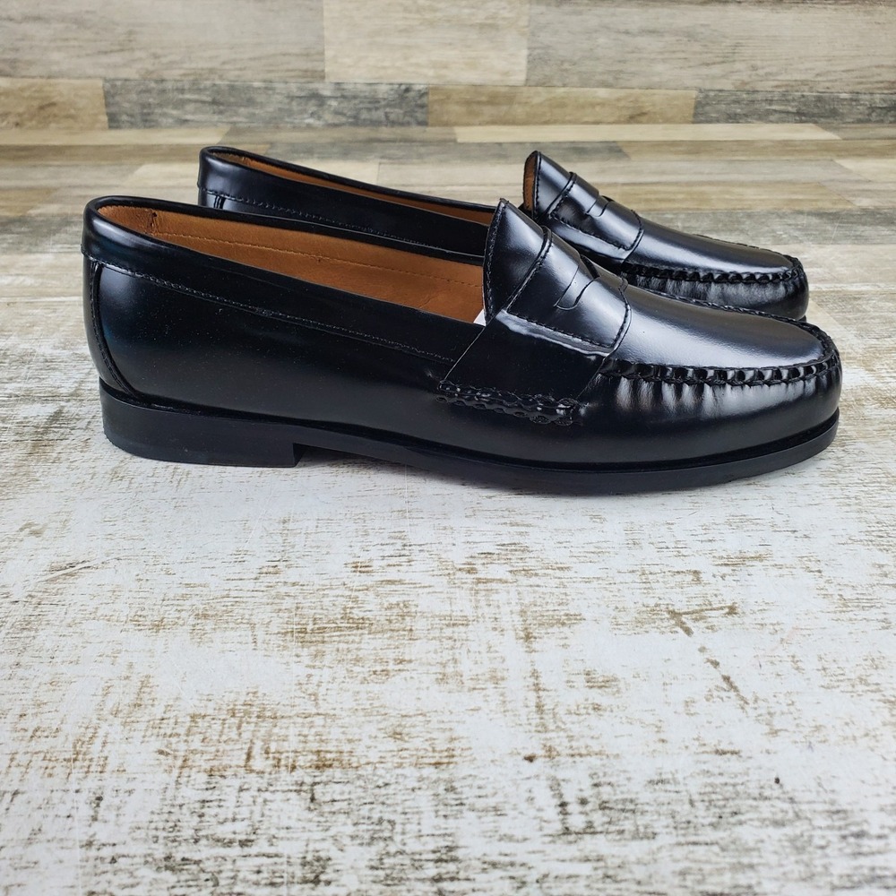Johnston & Murphy Hayes Mens Penny Loafers Sz 10 M Black Leather Slip On Shoes
